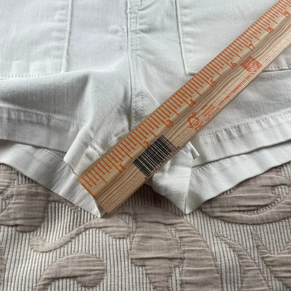 Loft White Denim Utility Shorts Womens 24‎ Petite 00 High Rise Patch Pocket